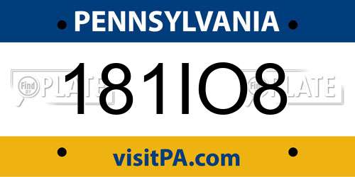 181IO8 Pennsylvania License Plate