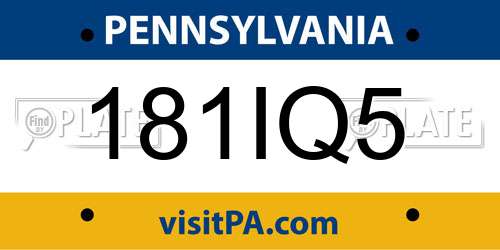 181IQ5 Pennsylvania License Plate