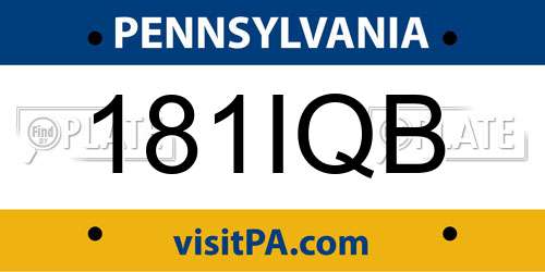 181IQB Pennsylvania License Plate