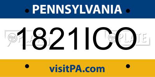 1821ICO Pennsylvania License Plate
