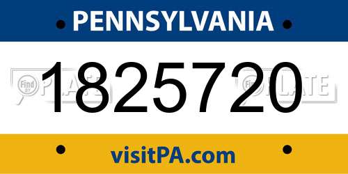 1825720 Pennsylvania License Plate