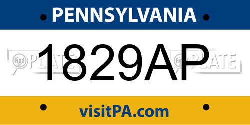 1829AP Pennsylvania License Plate