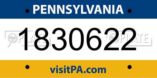 1830622 Pennsylvania License Plate