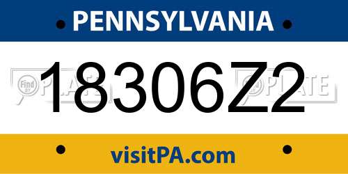 18306Z2 Pennsylvania License Plate