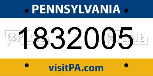 1832005 Pennsylvania License Plate