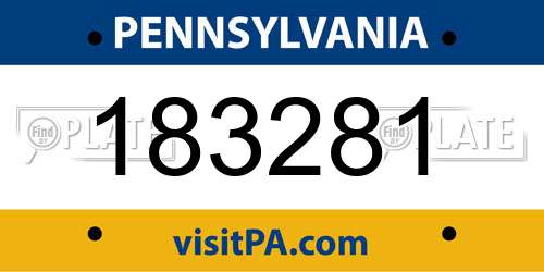 183281 Pennsylvania License Plate