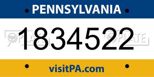 1834522 Pennsylvania License Plate