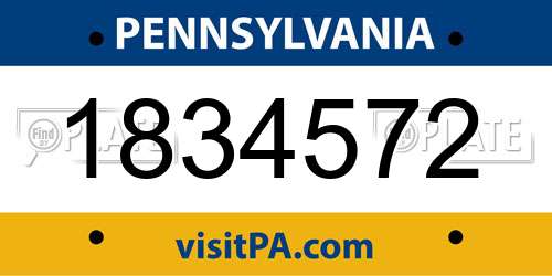1834572 Pennsylvania License Plate