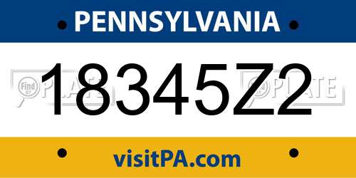 18345Z2 Pennsylvania License Plate