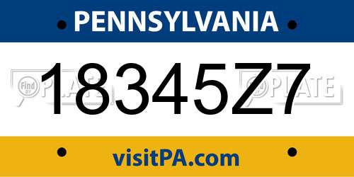 18345Z7 Pennsylvania License Plate