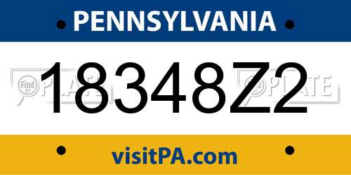 18348Z2 Pennsylvania License Plate
