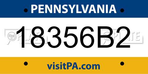 18356B2 Pennsylvania License Plate