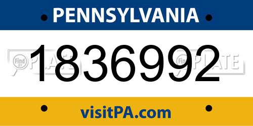 1836992 Pennsylvania License Plate