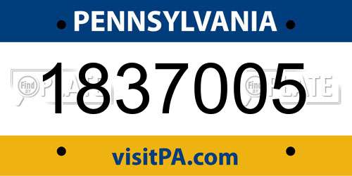 1837005 Pennsylvania License Plate