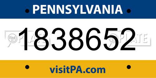 1838652 Pennsylvania License Plate