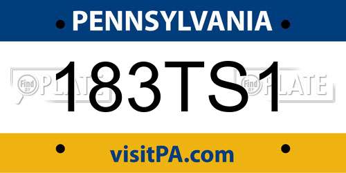 183TS1 Pennsylvania License Plate