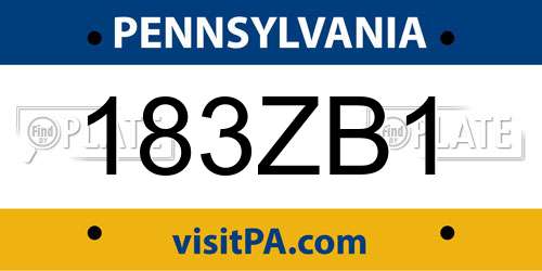 183ZB1 Pennsylvania License Plate