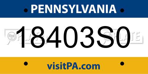18403S0 Pennsylvania License Plate