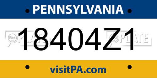 18404Z1 Pennsylvania License Plate