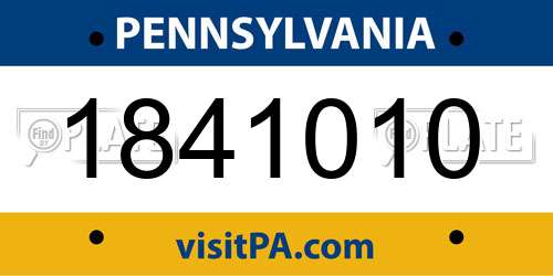 1841010 Pennsylvania License Plate