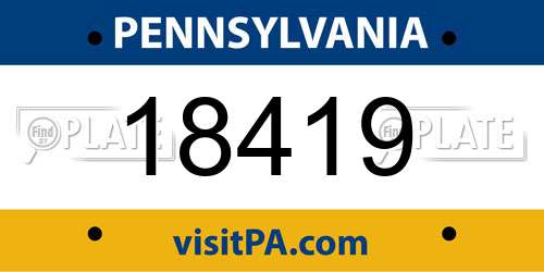 18419 Pennsylvania License Plate