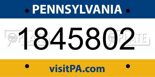 1845802 Pennsylvania License Plate