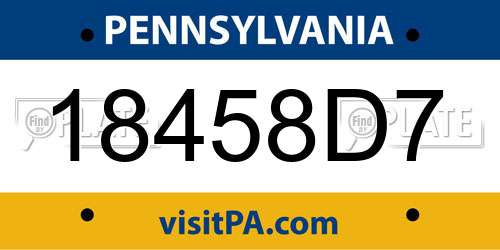 18458D7 Pennsylvania License Plate