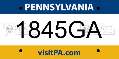 1845GA Pennsylvania License Plate