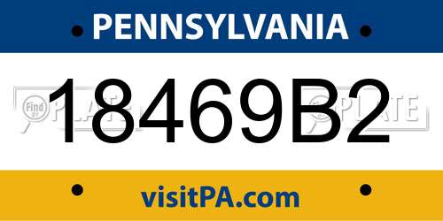 18469B2 Pennsylvania License Plate