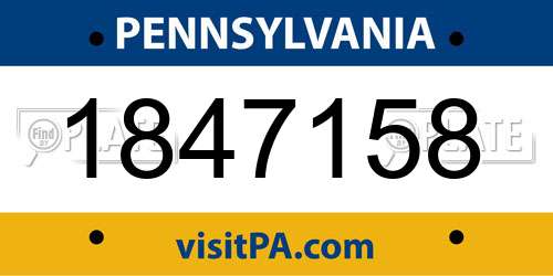 1847158 Pennsylvania License Plate
