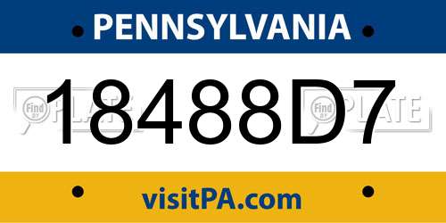 18488D7 Pennsylvania License Plate