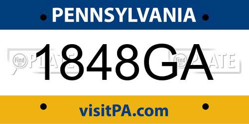 1848GA Pennsylvania License Plate