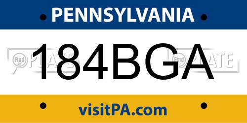 184BGA Pennsylvania License Plate