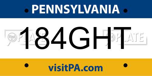184GHT Pennsylvania License Plate