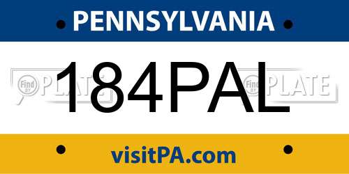 184PAL Pennsylvania License Plate