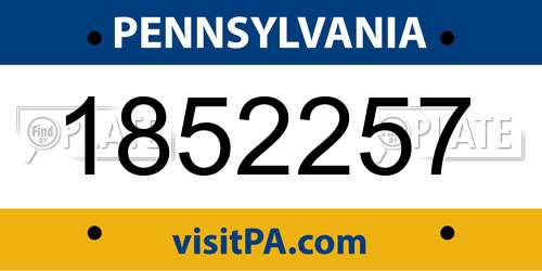 1852257 Pennsylvania License Plate