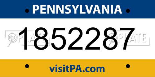 1852287 Pennsylvania License Plate
