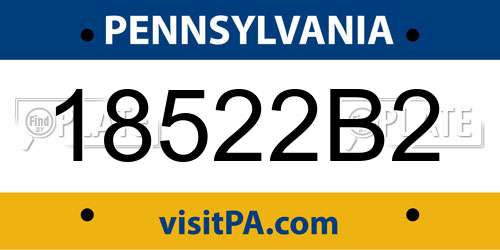 18522B2 Pennsylvania License Plate