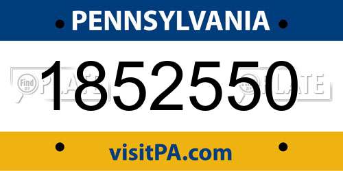 1852550 Pennsylvania License Plate