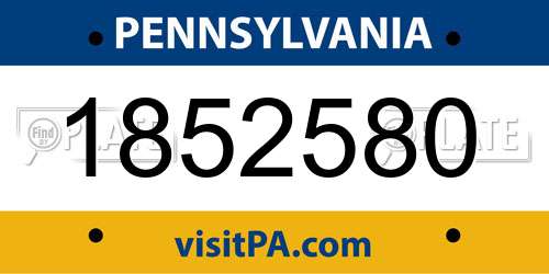 1852580 Pennsylvania License Plate