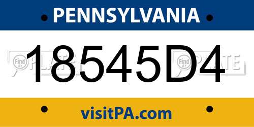 18545D4 Pennsylvania License Plate