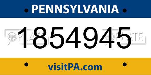 1854945 Pennsylvania License Plate