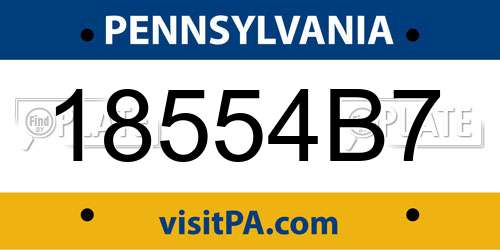18554B7 Pennsylvania License Plate