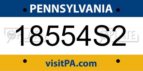 18554S2 Pennsylvania License Plate