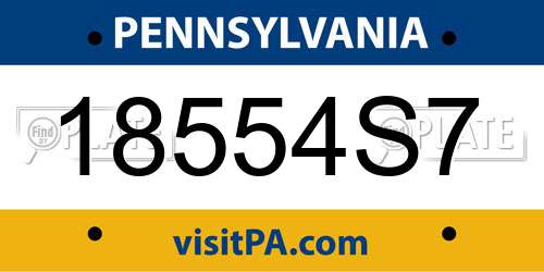 18554S7 Pennsylvania License Plate