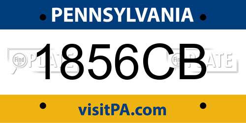 1856CB Pennsylvania License Plate