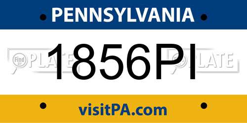 1856PI Pennsylvania License Plate