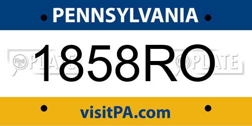 1858RO Pennsylvania License Plate