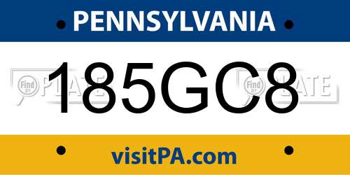 185GC8 Pennsylvania License Plate