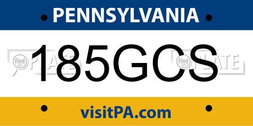 185GCS Pennsylvania License Plate